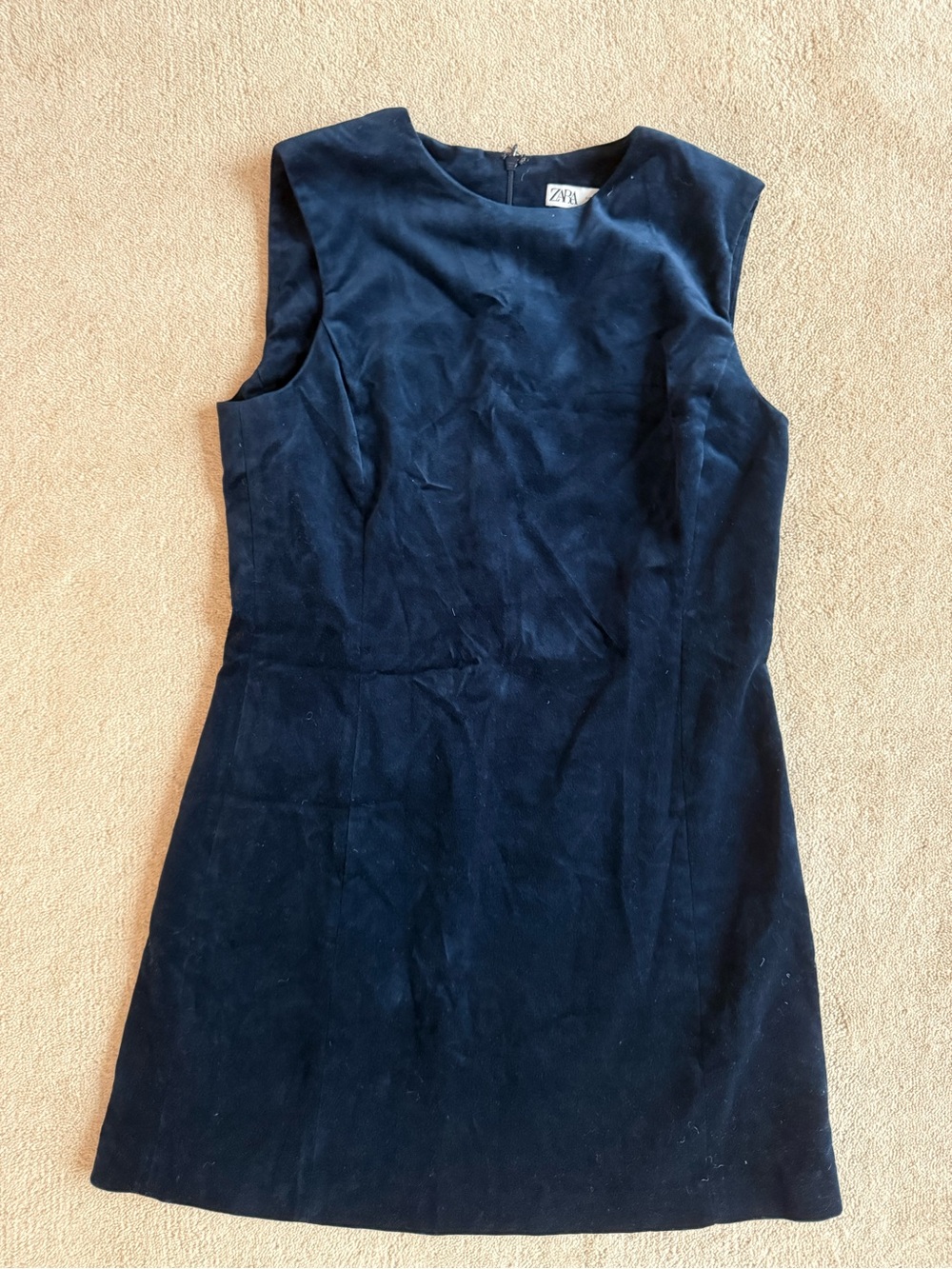 Zara Navy Velvet Sleeveless Sheath Dress